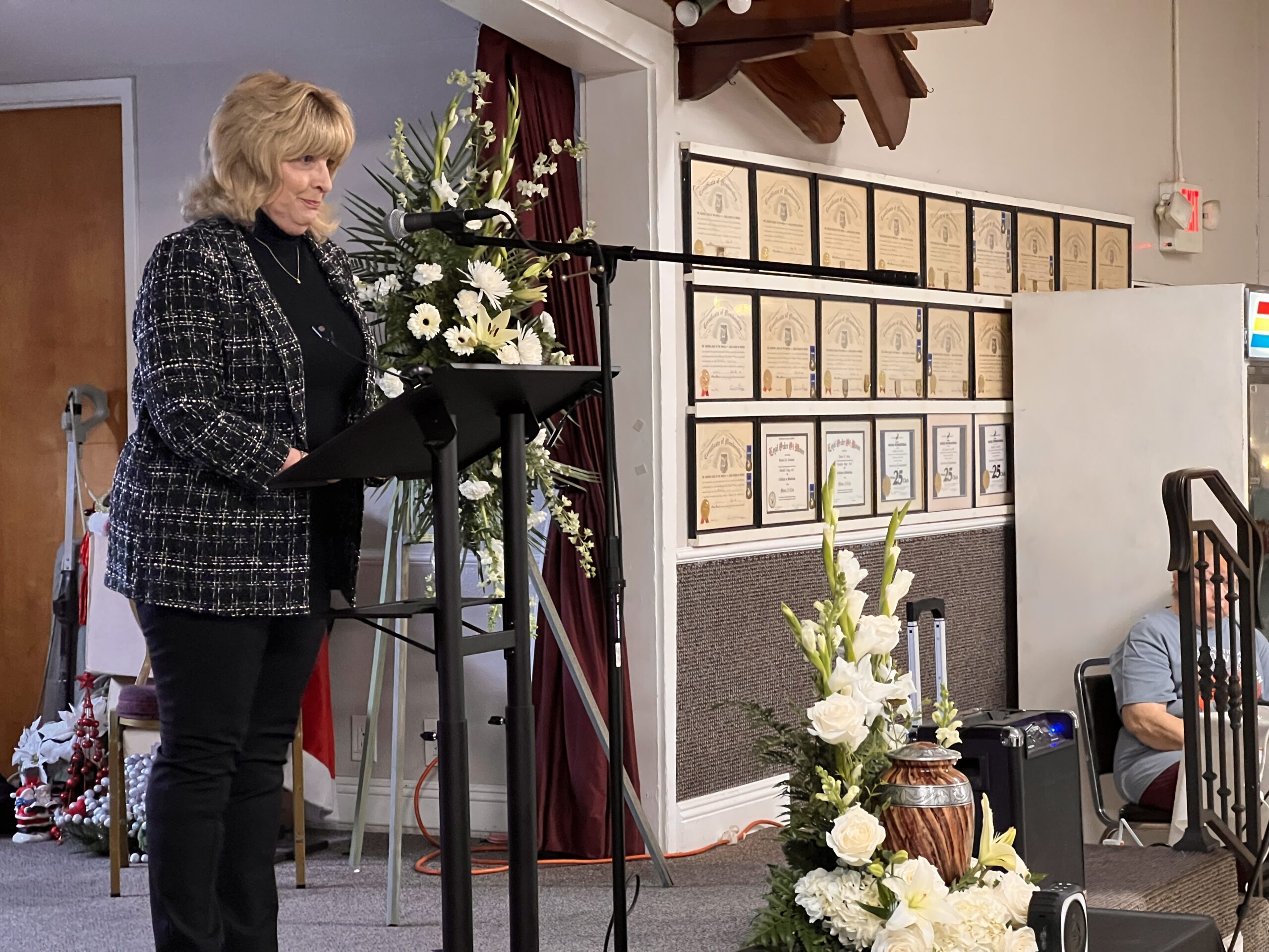 Teresa Pasquini at Memorial for Mark Rippee
(Photo by Gail Freedman)