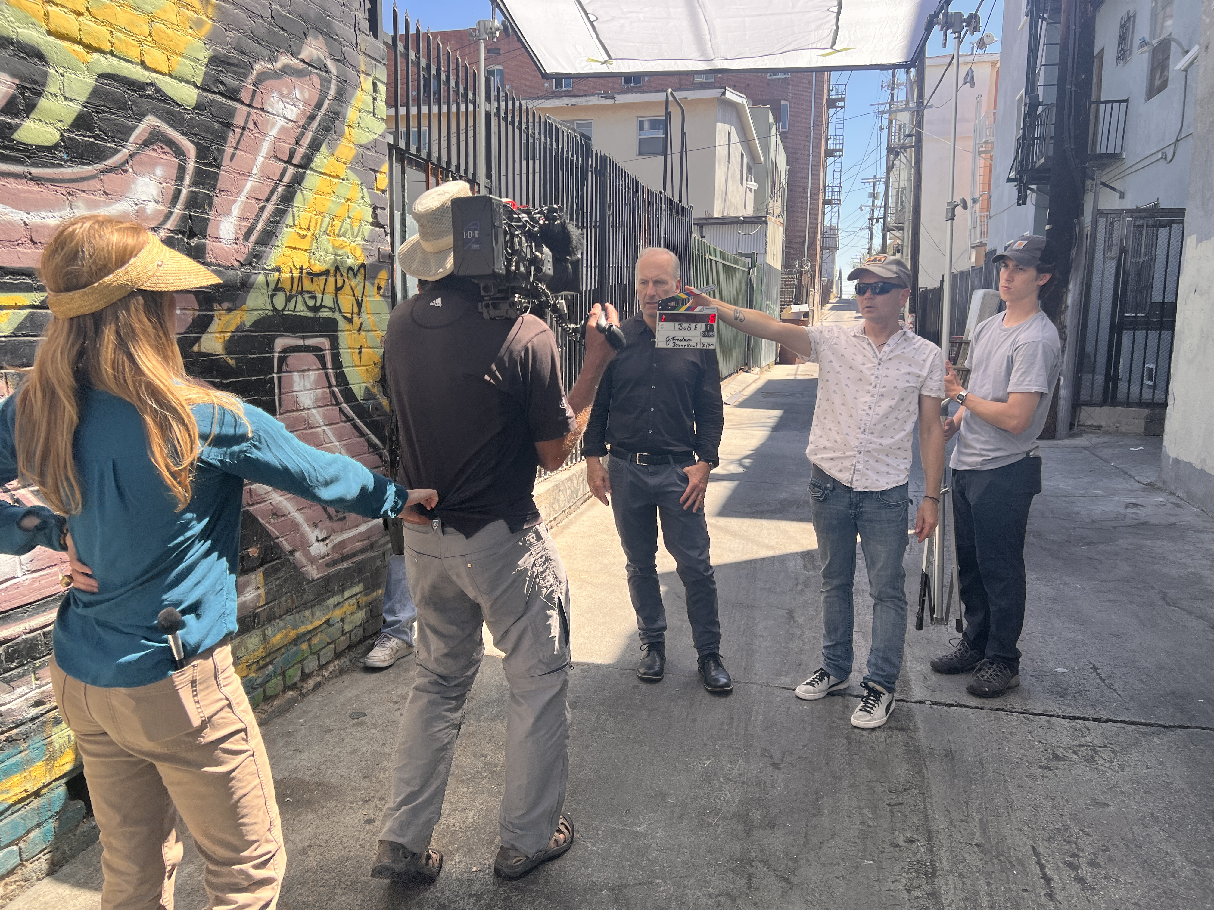 Bob Odenkirk & Crew on location in L.A. (Photo by Gail Freedman)